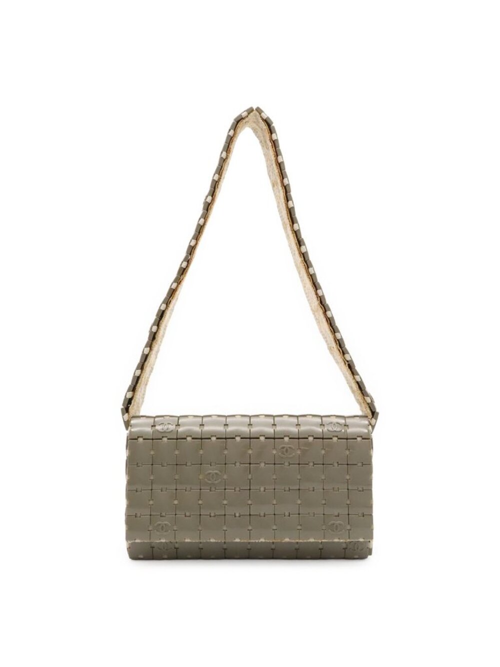 Chanel Puzzle CC Logo Shoulder Bag Plastic Canvas Gray